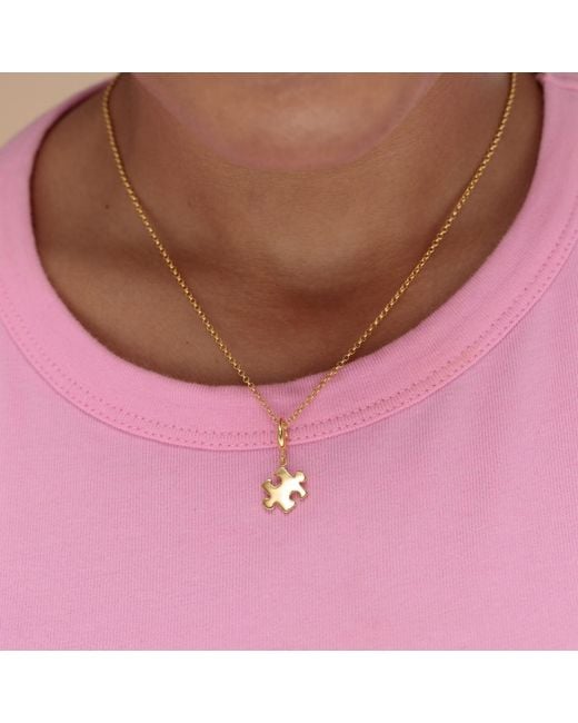 Lily Charmed Metallic Plated Jigsaw Charm Necklace