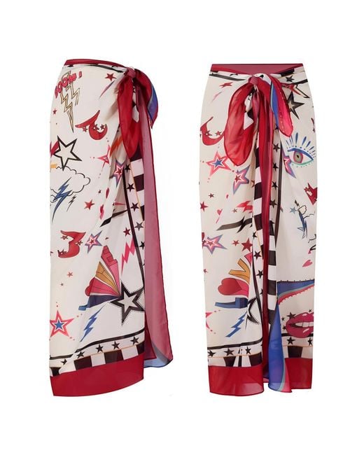 LOVEIST STORE Red Amare Pop Print Sarong Pareo