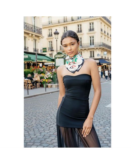 Jessie Zhao New York Green Double Sided Silk Scarf Floral Parade