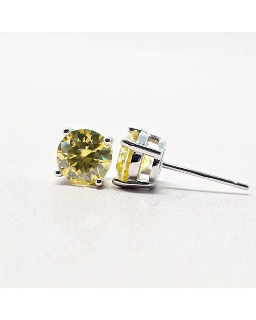 Harfi Green Citrine Moissanite Crystal Sterling Earrings