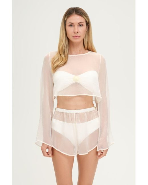 Adriana Pappas Designs White Stella Shorts Champagne