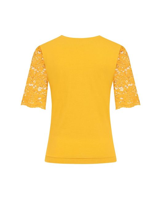 Sophie Cameron Davies Yellow Mustard Cotton Lace Sleeve T-Shirt