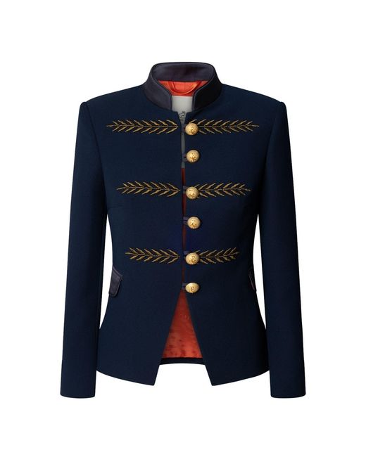The Extreme Collection Blue Cropped Embroidered Blazer Renata
