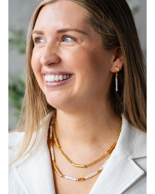Loni Paul Jewelry Metallic Neutrals Biwa Pearl & Garnet Necklace