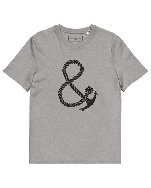 Anchor and Crew Gray Heather Oversized Ampersand Signature Organic Cotton T-Shirt for men