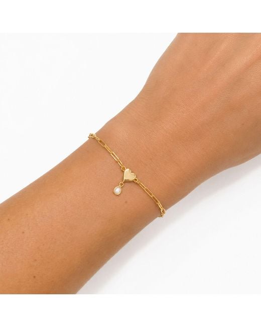 Cier Metallic Pearl Heart Drop Bracelet