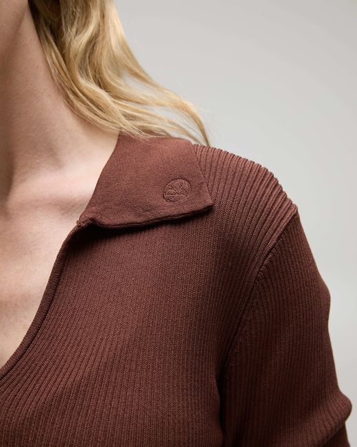 Victoria Paulsen Brown Samantha Long Sleeve Knit Polo
