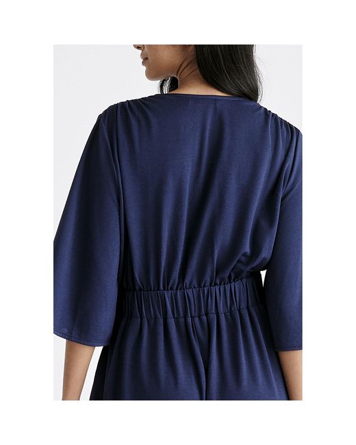 Paisie Blue V-Neck Culotte Jumpsuit