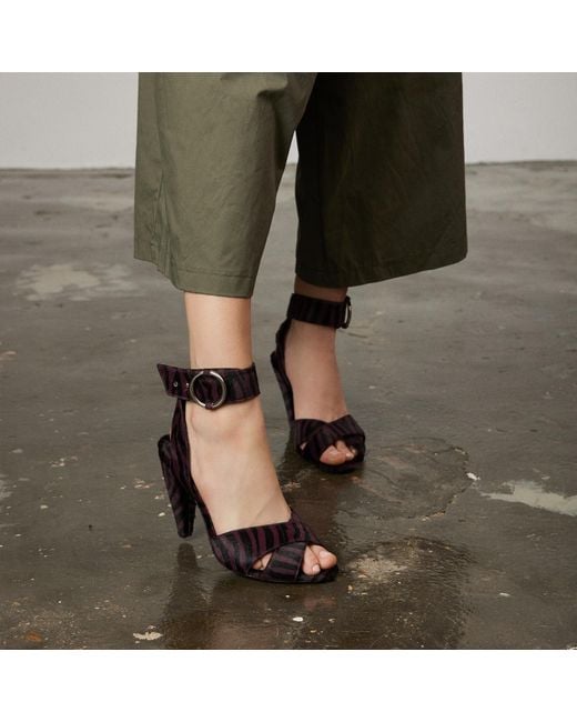 Rosamund Muir London Gray Montana & Plum Zebra Print Calf Hair Heels