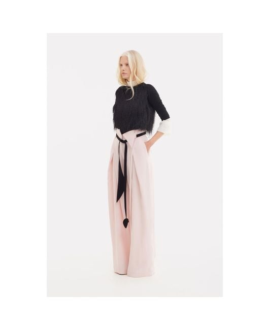 Julia Allert Pink Fashion Forward Wide-Leg Pants & Contrast Belt