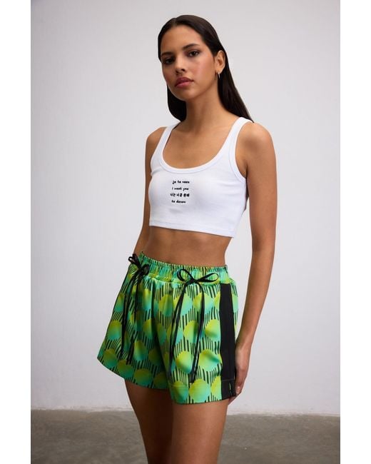 Je Te Veux Green Jett Polka Dot Shorts With Polka Dot Details
