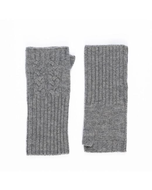 Bel Cashmere Gray Cable Cashmere Mittens