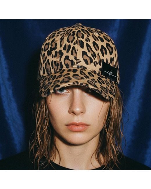 Chanel Joan Elkayam Brown Leopard Print Denim Cap