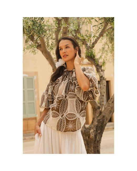 Traffic People Brown The Briefest Of Moments And Embroidered Rose Blouse
