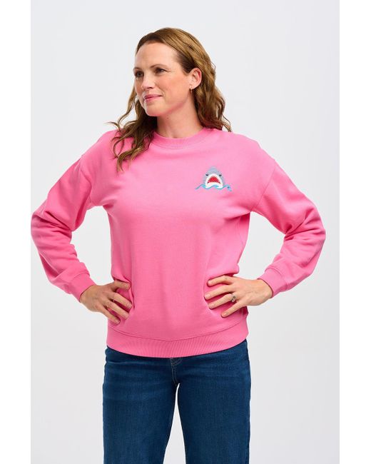 Sugarhill Pink Noah Sweatshirt, Shark Embroidery