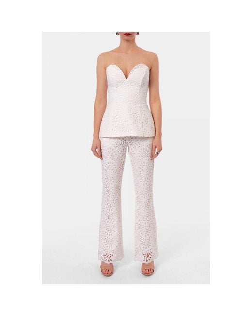 AGGI by HALEWSKI White Ally Off Embroidered Lace Pants