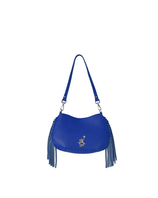 F3Rog by Rana Blue Cobalt Crossbody Mini Gordon Fringe Bag