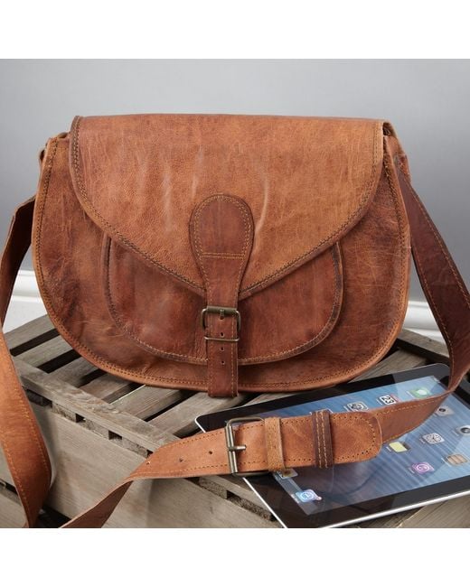 VIDA VIDA Brown Vida Vintage Leather Saddle Bag Large