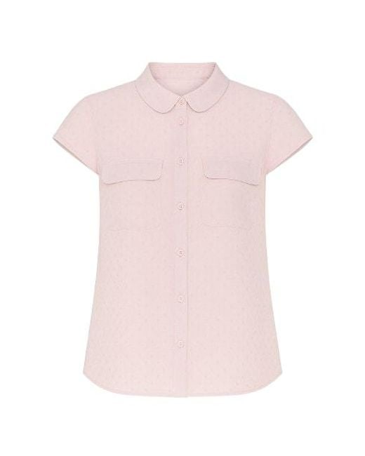 Conquista Pink Short Sleeve Poplin Blouse