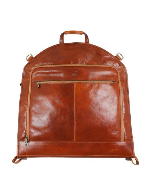 Time Resistance Brown Cognac Leather Garment Bag for men