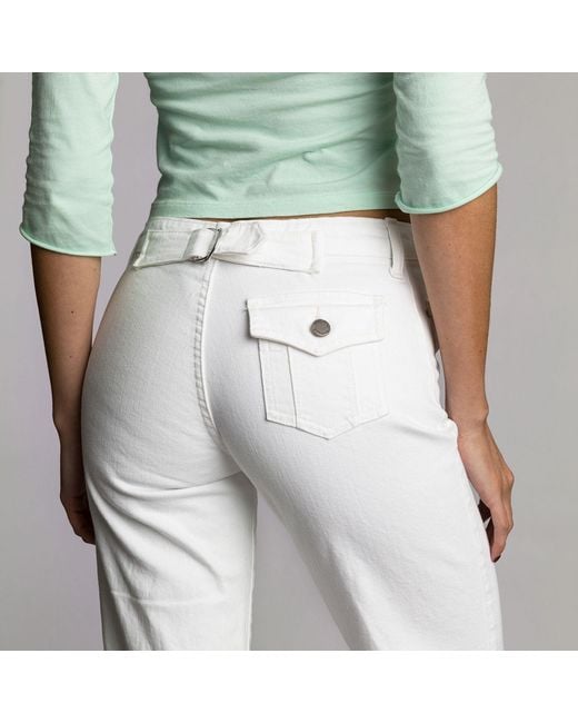 Love and Nostalgia White Patch Pocket Bob Jean