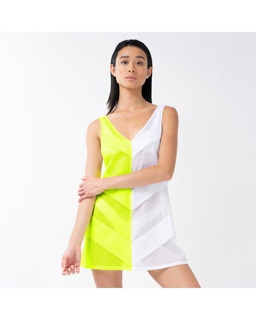 Kim Foley Yellow Neon- Chevron Beach Cover-Up Athletic Mesh Dress