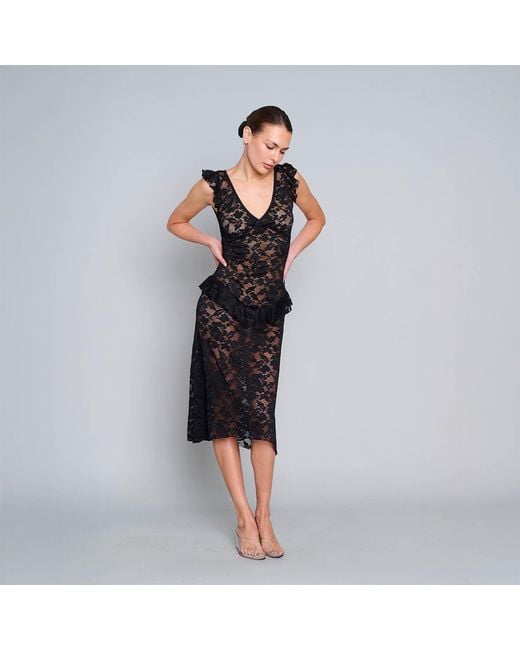 Love and Nostalgia Black Summer Love Lace Midi Dress