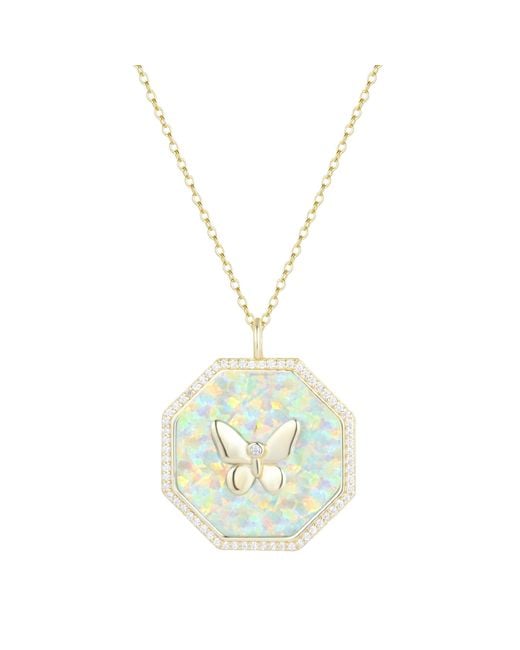 KAMARIA Metallic Octagon Butterfly Medallion Necklace