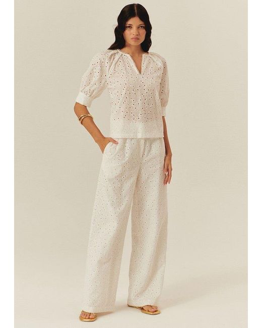 Exquise White Neutrals Nayali Eyelet Blouse
