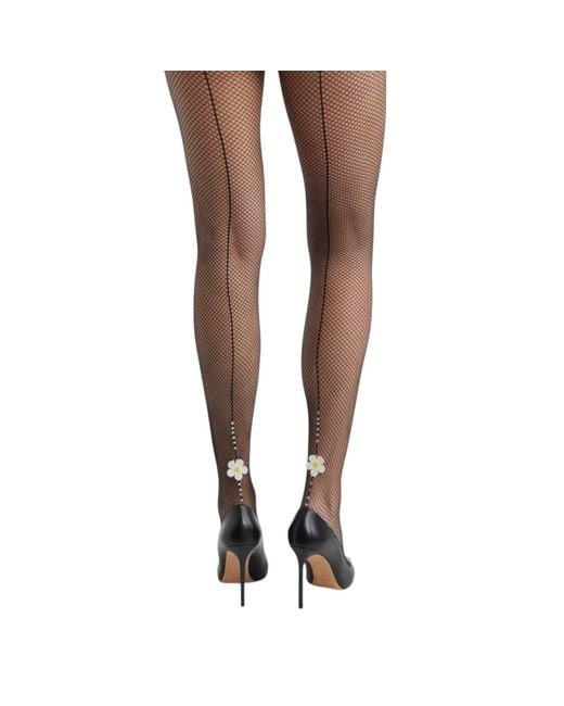 HIGH HEEL JUNGLE by KATHRYN EISMAN Natural Daisy Crystal Fishnet Tights