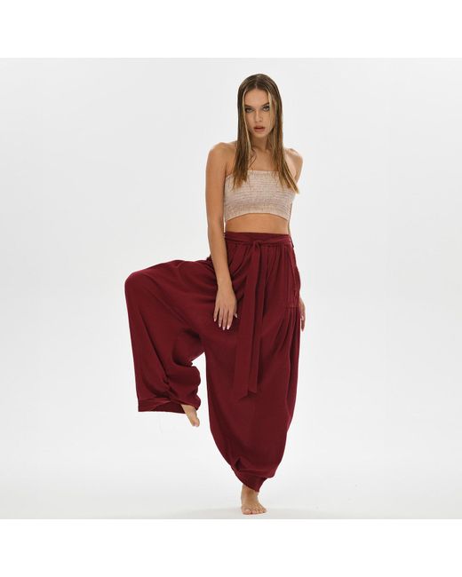 Zhenabia Red Boho Harem Pants