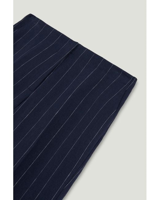 Nocturne Blue Pinstripe Wide Leg Trousers