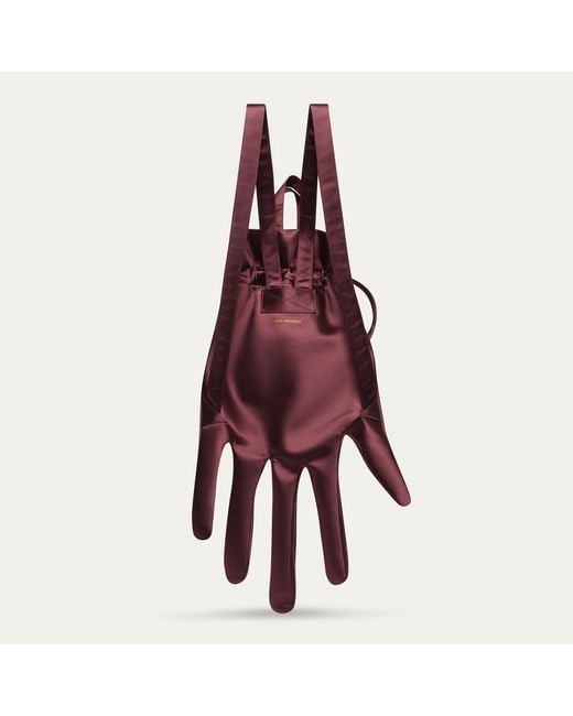 Lulu Guinness Purple Burgundy Satin Hand Backpack