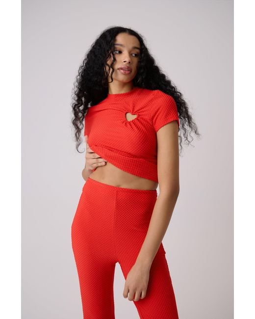 Amy Lynn Red Bowie Cherie Heart Cut Out Top