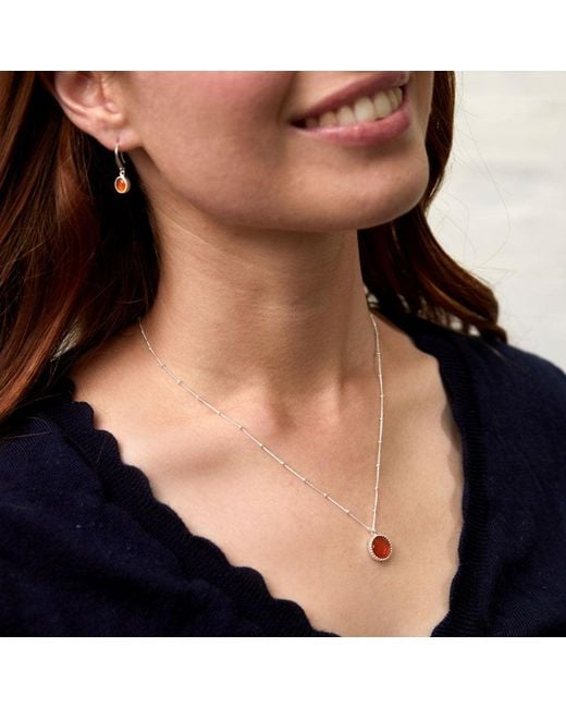 Auree Jewellery White Barcelona Silver July Carnelian Birthstone Hook Earrings