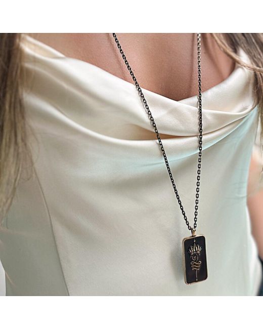 Ebru Jewelry Black Love Yourself Unalome Necklace