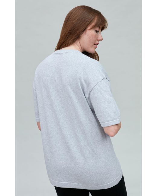 Paul James Knitwear Gray Lightweight Cotton Fenn Oversized Knitted T-Shirt