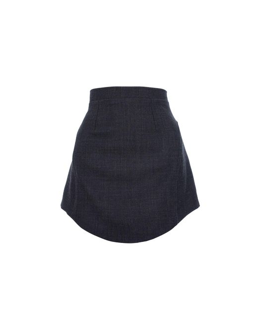 AVENUE No.29 Blue Rounded Hemline Wool Mini Skirt