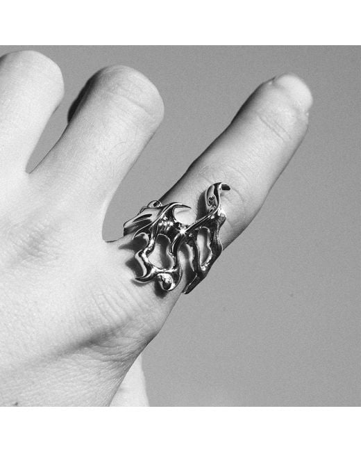 Luna Delphine White Serpent Ring