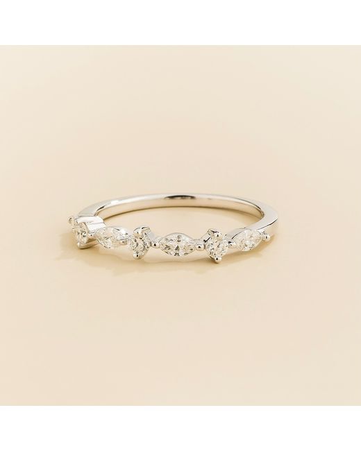 Juvetti Metallic Markiz Ring Set With Diamonds