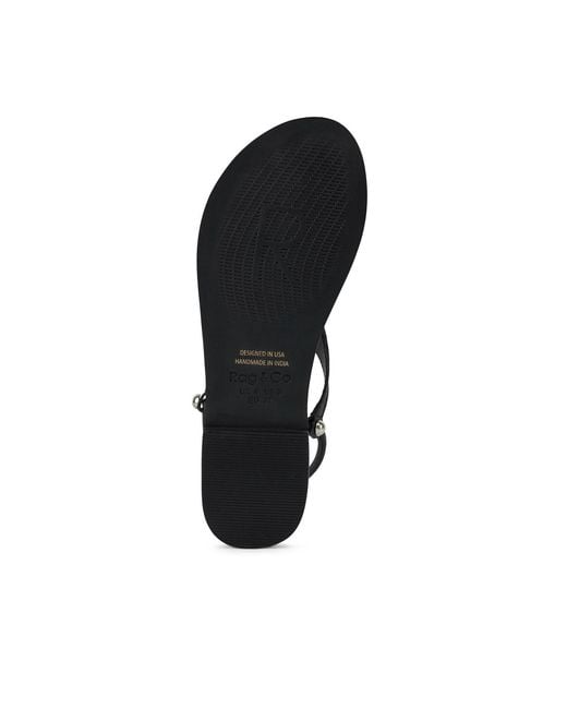 Rag & Co Black Madeline Flat Thong Sandals By Rag & Co