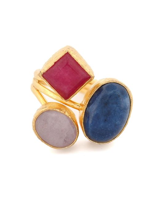 Ebru Jewelry Blue Trio Essence Spiritual Power Gemstone Ring