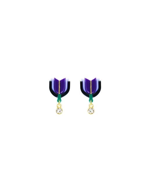 Gissa Bicalho Blue Acrylic Handmade Earring S Alamanda Aubergine