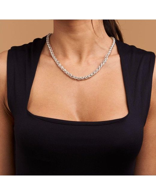 7879 Metallic Braided Curb Chain Necklace