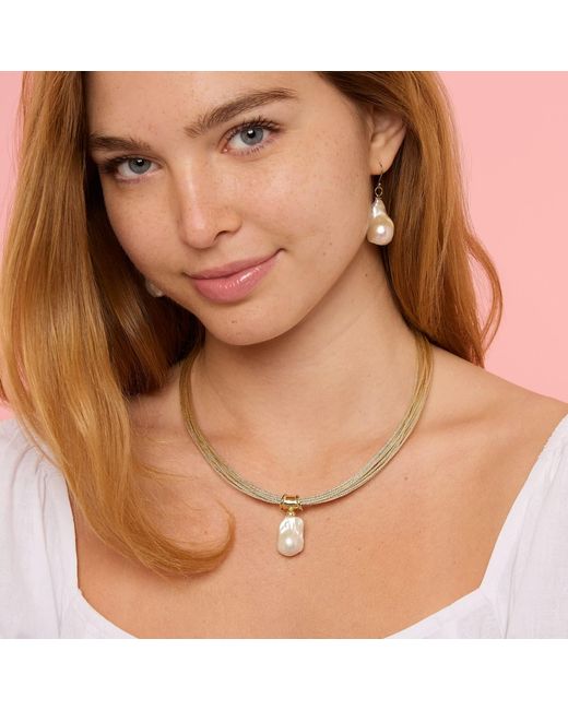 Pearls of the Orient Online White Decus Large Baroque Cultured Freshwater Pearl Drop Earrings On Plated