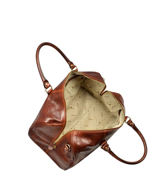 Time Resistance Brown Leather Duffel Bag for men