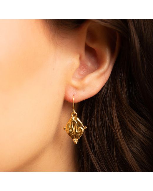 Seven Saints Metallic Leo Vintage-Style Dangle Earrings, Rhodium Plated