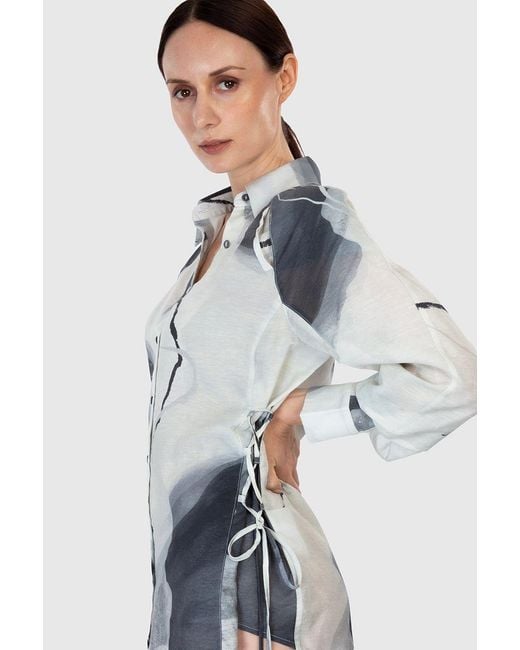 Shinaraa Gray Extra Long Button Down Shirt