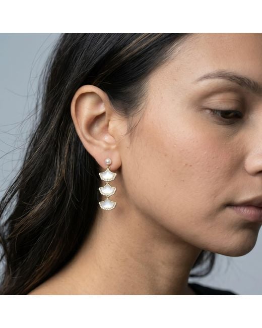Uchi and Soto Metallic Gingko Shell Earrings