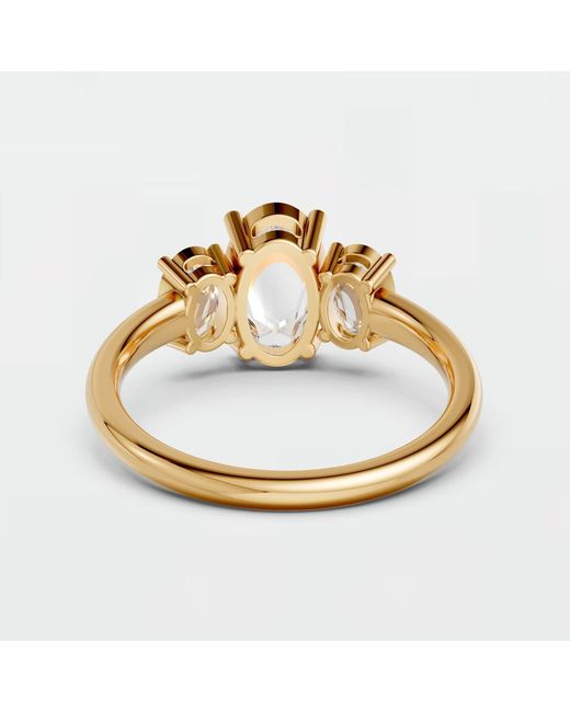 Aya Fine Jewelry Metallic 1.65 Ctw Oval Lab Diamond Three Stone Engagement Ring